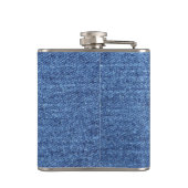 Blaues weißes Denim Textur-Bild Flachmann (Rückseite)