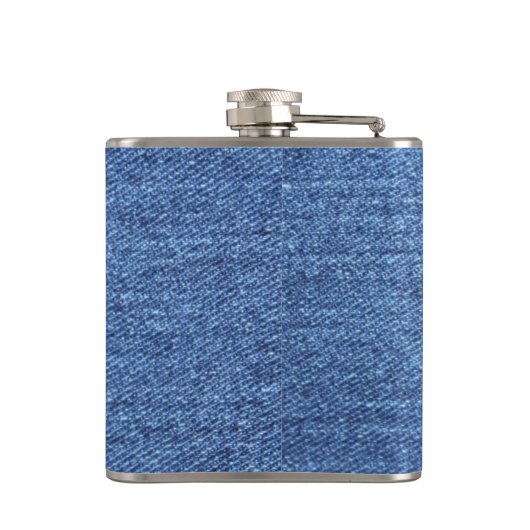 Blaues weißes Denim Textur-Bild Flachmann (Rückseite)
