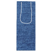 Blaues weißes Denim Textur-Bild Geschenktüte Für Weinflaschen (Vorderseite)