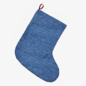 Blaues weißes Denim Textur-Bild Großer Weihnachtsstrumpf (Vorderansicht (hängend))