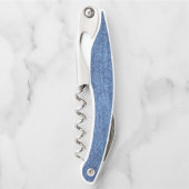 Blaues weißes Denim Textur-Bild Kellnermesser (Vorderseite)