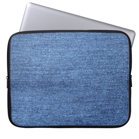 Blaues weißes Denim Textur-Bild Laptopschutzhülle (Vorderseite)