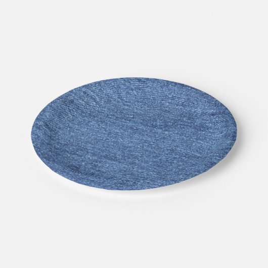 Blaues weißes Denim Textur-Bild Pappteller (Schrägansicht)
