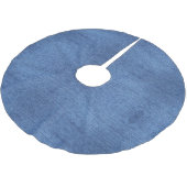 Blaues weißes Denim Textur-Bild Polyester Weihnachtsbaumdecke (Schrägansicht)