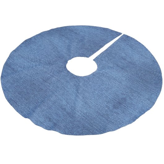 Blaues weißes Denim Textur-Bild Polyester Weihnachtsbaumdecke (Schrägansicht)