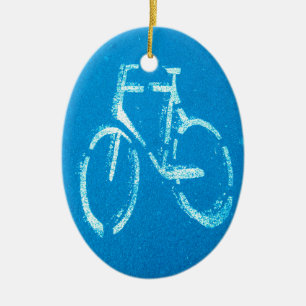 Blaues weißes Fahrrad, Fahrräder signieren Keramikornament