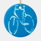 Blaues weißes Fahrrad Keramik Ornament (Vorne)