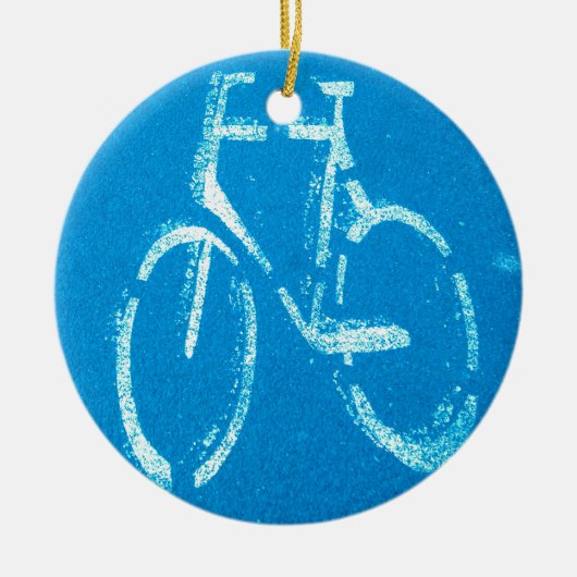 Blaues weißes Fahrrad Keramik Ornament (Vorne)