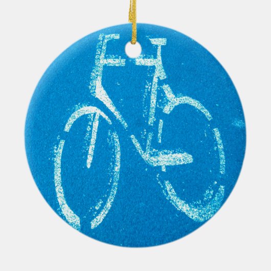 Blaues weißes Fahrrad Keramik Ornament (Hinten)