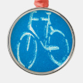 Blaues weißes Fahrrad Ornament Aus Metall (Vorne)
