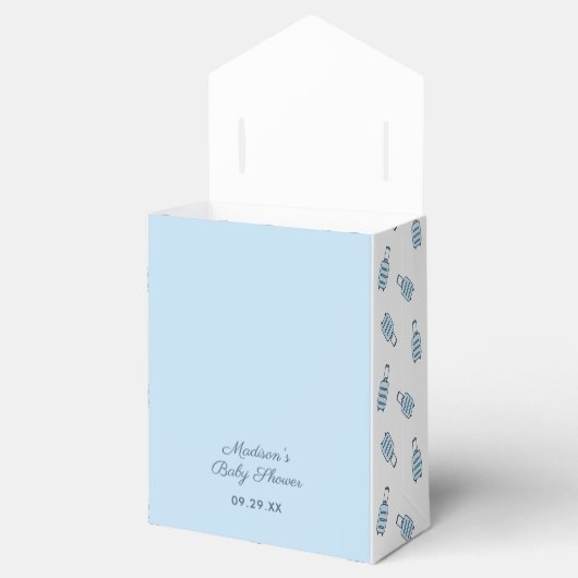 Blaues weißes Flugzeug + Gepäckmuster Babydusche Geschenkschachtel (Geöffnet)