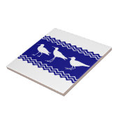 Blaues weißes Flussuferläufer-Vogel-Küstenmuster Fliese (Seite)