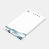 Blaues weißes Gebirgsanzeiger Monogramm positives  Post-it Klebezettel (angewinkelt)