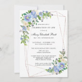 Blaues weißes, geometrisches Bekenntnis des Lebens Einladung (Vorderseite)