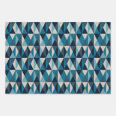 Blaues weißes geometrisches Muster Geschenkpapier Set (Vorderseite 3)