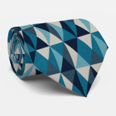Blaues weißes geometrisches Muster Krawatte (Gerollt)