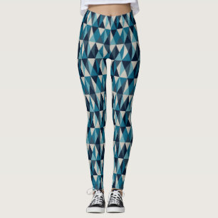 Blaues weißes geometrisches Muster Leggings