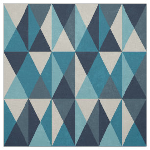 Blaues weißes geometrisches Muster Stoff