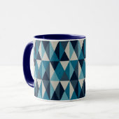 Blaues weißes geometrisches Muster Tasse (Vorderseite Links)