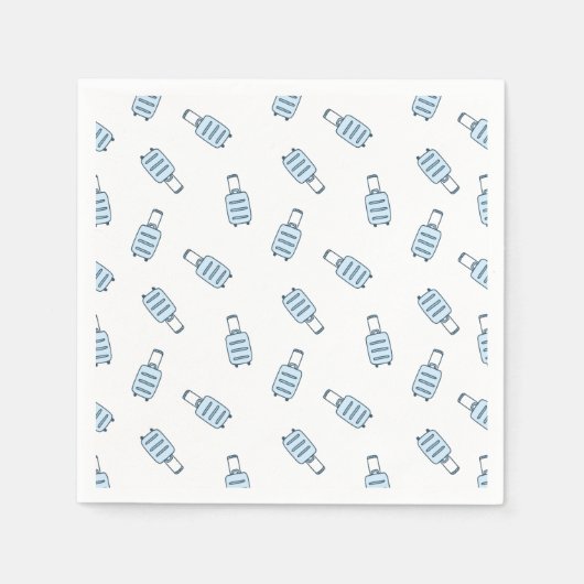 Blaues weißes Gepäck-Gehäuse Nahtloses Muster Serviette (Vorderseite)