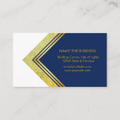 Blaues weißes Goldberufliches geometrisches Visitenkarte (Rückseite)