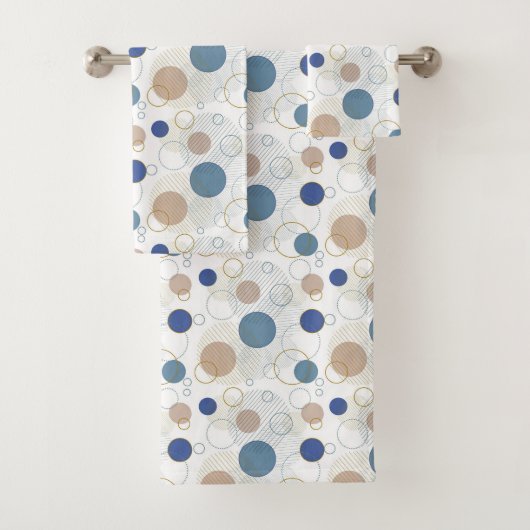 Blaues weißes goldenes Badezimmer Badhandtuch Set (Insitu)