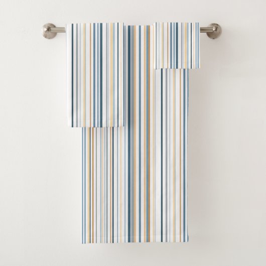 Blaues weißes goldenes Badezimmer Badhandtuch Set (Insitu)