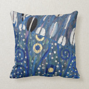 Blaues weißes GoldKlimt Kunst Nouveau Kissen