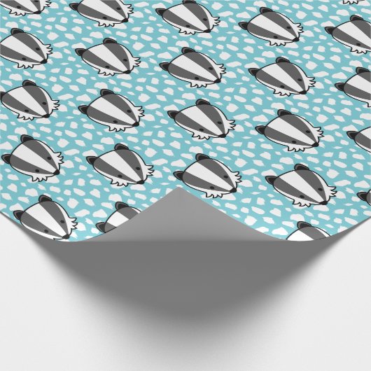 Blaues weißes Grau - Dachs-Muster Geschenkpapier (Ecke)