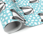 Blaues weißes Grau - Dachs-Muster Geschenkpapier (Rolleneckpunkt)