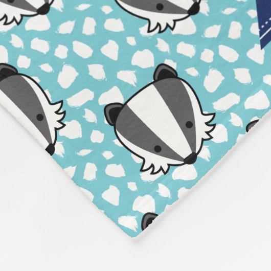 Blaues weißes Grau - Dachs-Muster - Name Fleecedecke (Ecke)