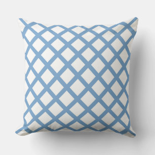 Blaues weißes Harlequin Diamant Strippmuster Kissen