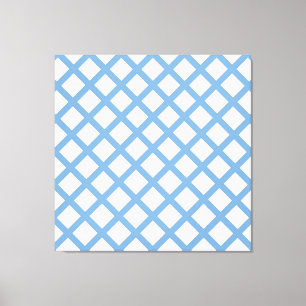 Blaues weißes Harlequin Diamant Strippmuster Leinwanddruck