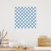 Blaues weißes Harlequin Diamant Strippmuster Poster (Küche)