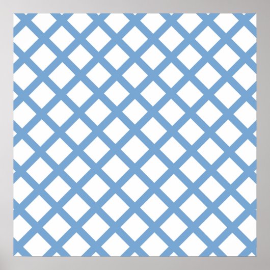 Blaues weißes Harlequin Diamant Strippmuster Poster (Vorne)