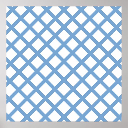 Blaues weißes Harlequin Diamant Strippmuster Poster (Vorne)
