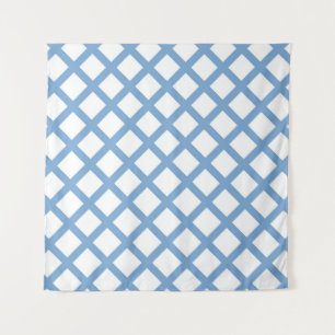 Blaues weißes Harlequin Diamant Strippmuster Wandteppich