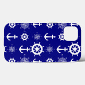 Blaues weißes Küstenschiff Case-Mate iPhone Hülle (Rückseite (Horizontal))