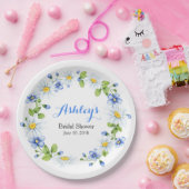 Blaues weißes Land-Gänseblümchenwreath-Brautparty Pappteller (Party)