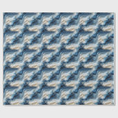 Blaues weißes Marmor mit goldenem Seidenaussehen Geschenkpapier (Flach)