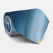 Blaues weißes Marmor mit goldenem Seidenaussehen Krawatte (Gerollt)