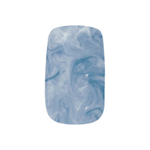 Blaues weißes Marmor Swirl Nagelkunst