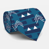 Blaues weißes, modernes geometrisches Muster Krawatte (Gerollt)