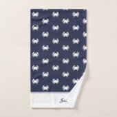 Blaues weißes Monogramm der Nautikkrabbe Badhandtuch Set (Handtuch)