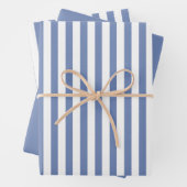 Blaues weißes Muster für einfache Streifen Geometr Geschenkpapier Set (Beispiel)