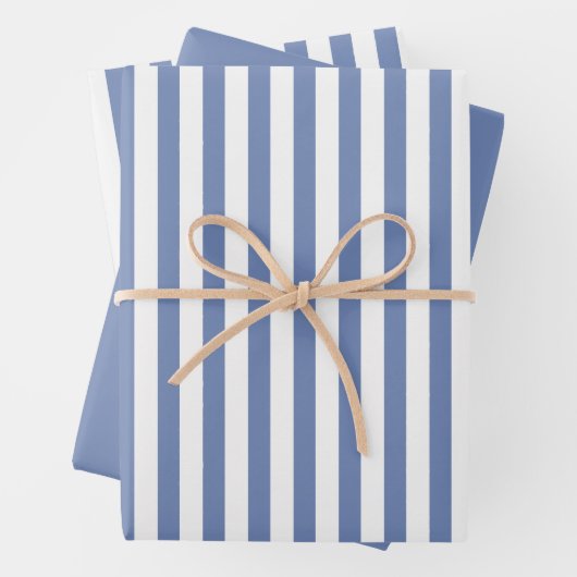 Blaues weißes Muster für einfache Streifen Geometr Geschenkpapier Set (Beispiel)