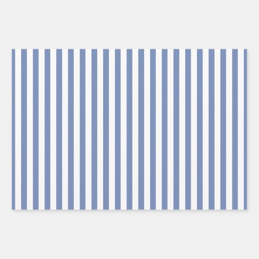 Blaues weißes Muster für einfache Streifen Geometr Geschenkpapier Set (Vorderseite)