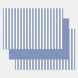 Blaues weißes Muster für einfache Streifen Geometr Geschenkpapier Set