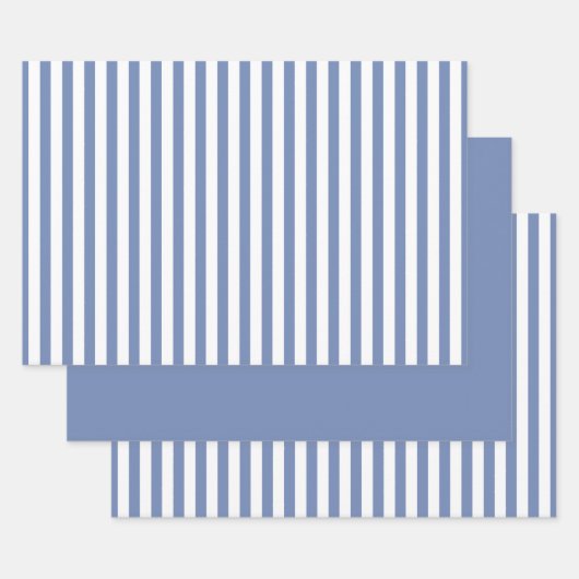 Blaues weißes Muster für einfache Streifen Geometr Geschenkpapier Set (Set)