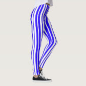 Blaues weißes Muster für vertikale Streifen Leggings (Rechts)